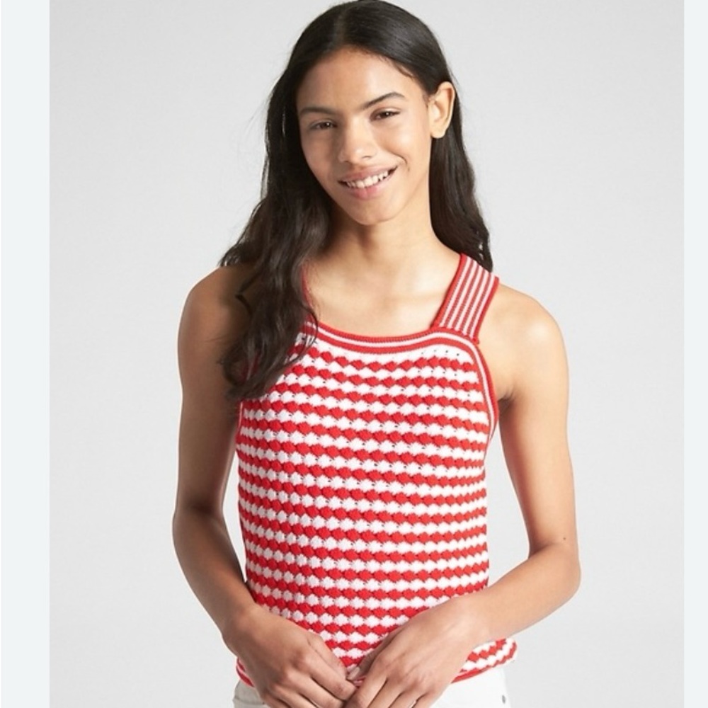 GAP Red and White Knit Top